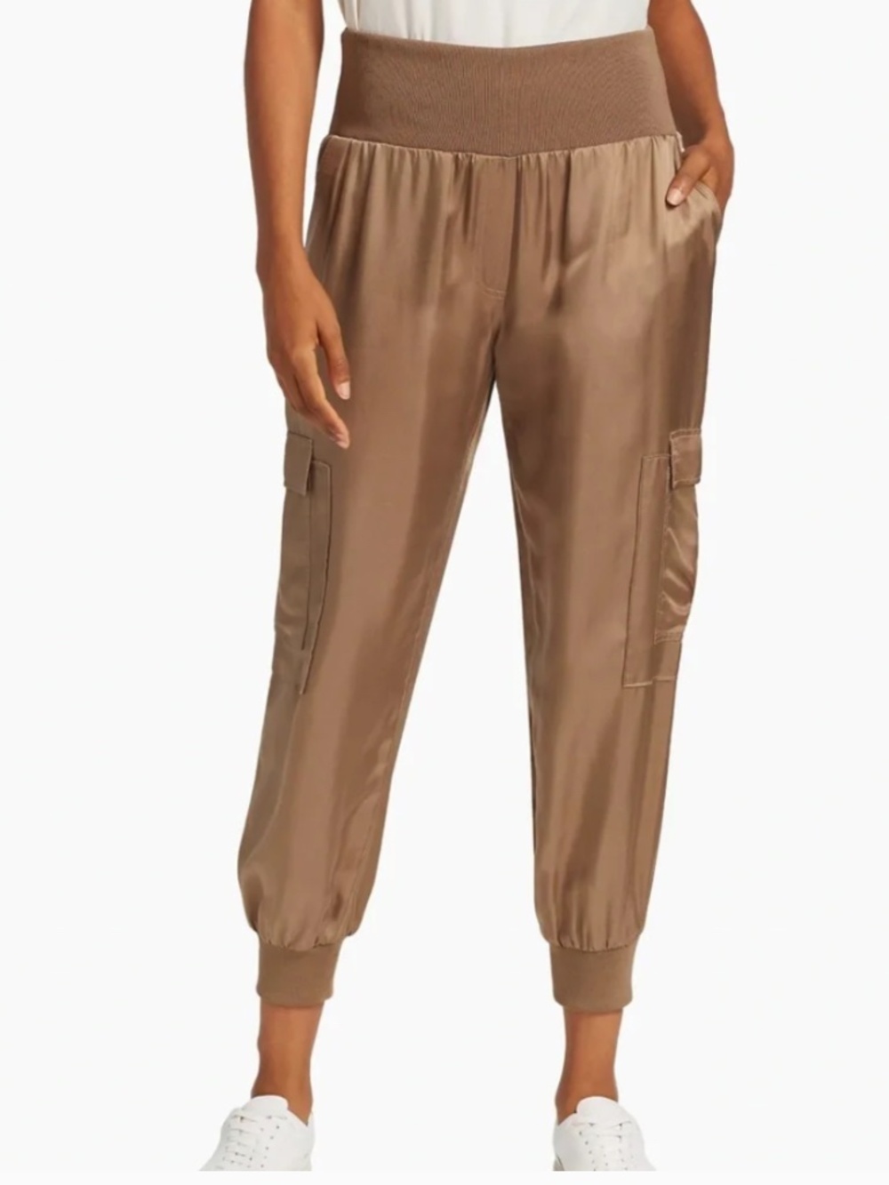 NWOT LUXURY URBAN UTILITY CINQ A SEPT GILES SATIN TAILORED CARGO JOGGER PANTS